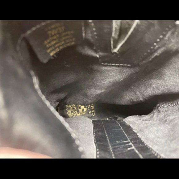 Vince Camuto VV-Wexle Molten Silk Cow Black Leather Moto Boots Women’s Size 7 - Picture 11 of 12